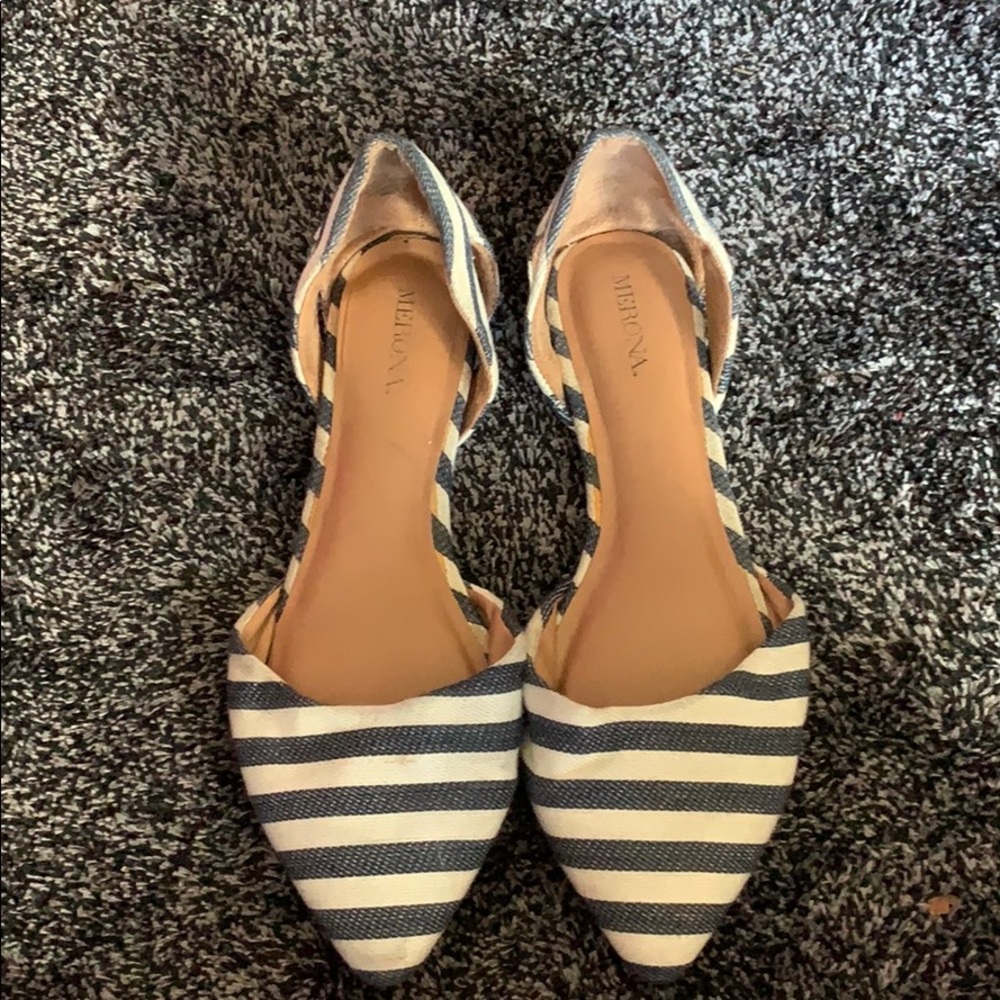 Striped blue flats
